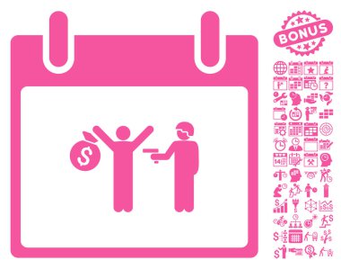 Bonus ile tutuklama takvim gün düz vektör simgesi