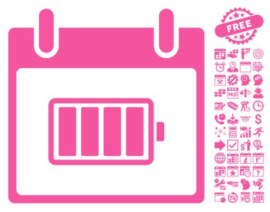 Pil takvim gün düz vektör simgesi Bonus ile