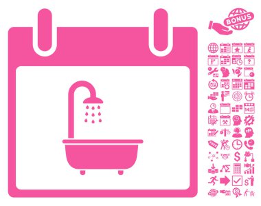 Bonus ile banyo takvim gün düz vektör simgesi