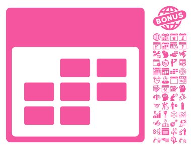 Bonus ile takvim ayı kılavuz düz vektör simgesi