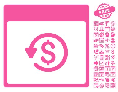 Bonus ile ters ibraz takvim sayfa düz vektör simgesi