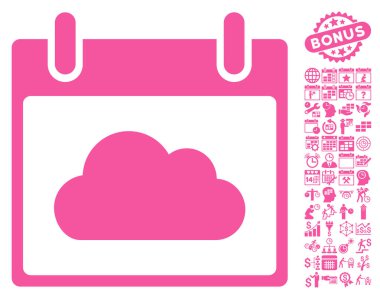 Bonus ile bulut takvim gün düz vektör simgesi