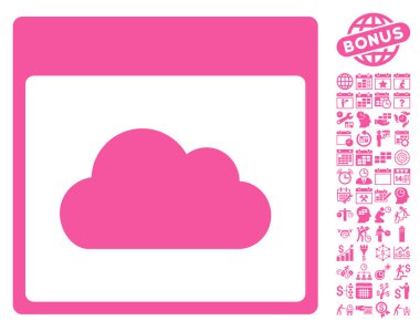 Bonus ile bulut takvim sayfa düz vektör simgesi