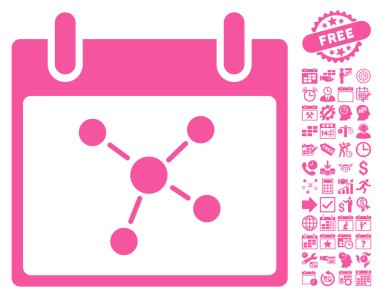 Bonus ile bağlantıları takvim gün düz vektör simgesi