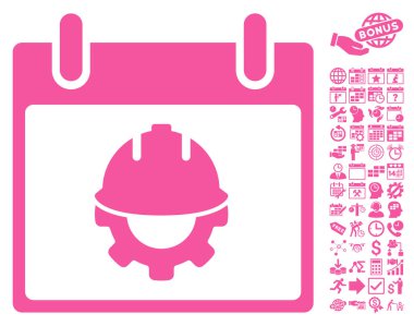 Bonus ile Geliştirme takvim gün düz vektör simgesi