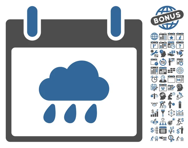 雨云日历天平面矢量图标与奖金 — 图库矢量图片