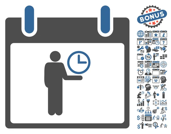 Time Manager Calendario Giorno Icona vettoriale piatta con bonus — Vettoriale Stock