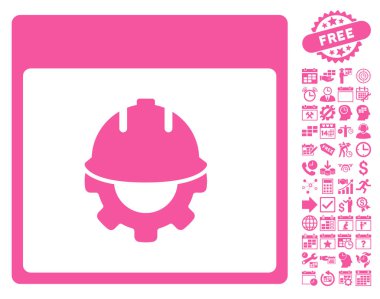 Bonus ile Geliştirme takvim sayfa düz vektör simgesi