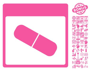 Takvim sayfası düz vektör simge Bonus ile ilaç kapsül