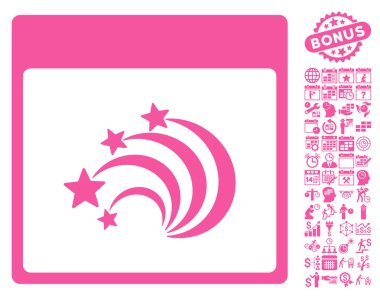 Festival Fireworks ile Bonus sayfa düz vektör simge takvim