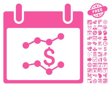 Bonus ile mali çizelgeleri takvim gün düz vektör simgesi