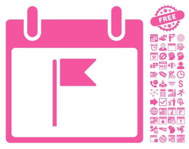 Bayrak takvim gün düz vektör simgesi Bonus ile