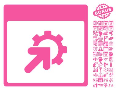 Bonus ile tümleştirme takvim sayfa düz vektör simgesi dişli