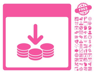 Paralar takvim sayfa düz vektör simgesi ile Bonus almak