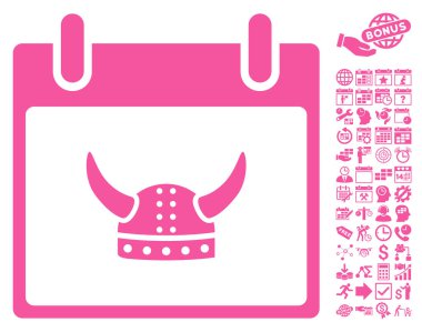 Boynuzlu miğfer takvim gün düz vektör simge Bonus ile