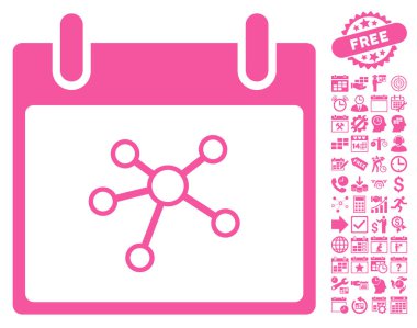 Bonus ile bağlantıları takvim gün düz vektör simgesi