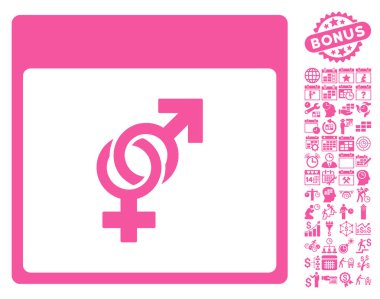 Bonus ile evlilik takvim sayfa düz vektör simgesi