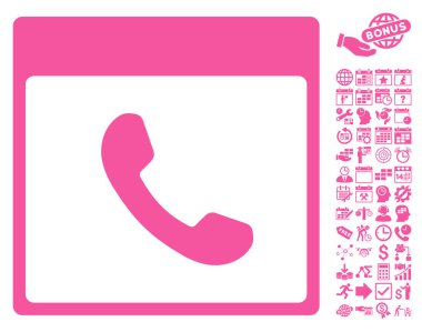 Bonus ile telefon takvimi sayfa düz vektör simgesi