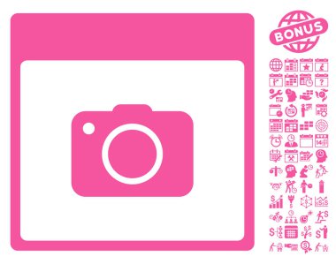 Fotoğraf kamera takvim sayfa düz vektör simgesi Bonus ile