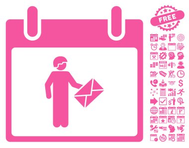 Postacı takvim gün düz vektör simge Bonus ile