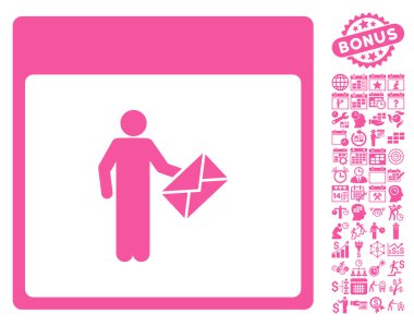 Postacı takvim sayfa düz vektör simge Bonus ile