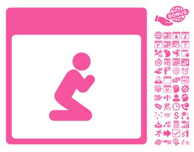 Kişi takvim sayfa düz vektör simge Bonus ile dua