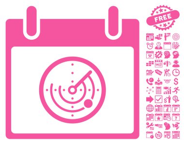 Bonus ile radar takvim gün düz vektör simgesi