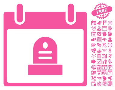 Bonus ile rip anıt takvim gün düz vektör simgesi