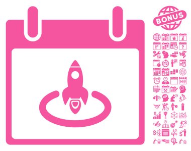 Roket Başlat Takvim gün düz vektör simgesi Bonus ile