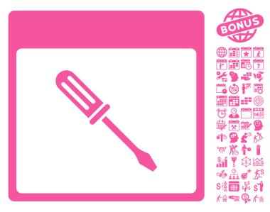 Tornavida takvim sayfa düz vektör simge Bonus ile