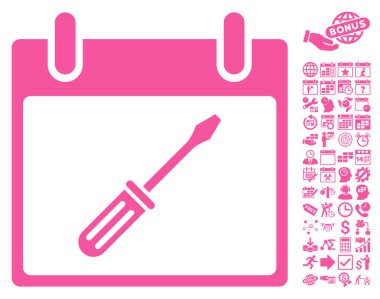 Tornavida takvim gün düz vektör simge Bonus ile ayarlama