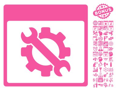 Ayarları araçları ile Bonus sayfa düz vektör simge takvim