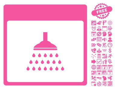 Bonus ile duş takvim sayfa düz vektör simgesi