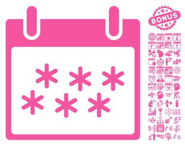 Bonus ile kar takvim gün düz vektör simgesi