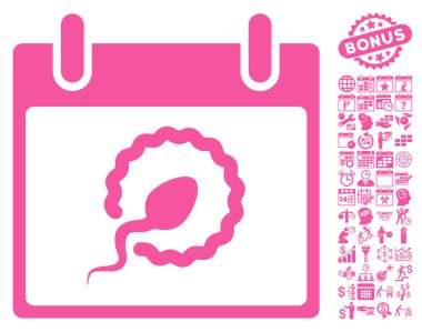 Bonus ile sperm tohumlama takvim gün düz vektör simgesi