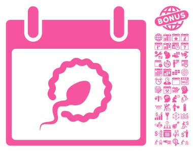 Bonus ile sperm tohumlama takvim sayfa düz vektör simgesi