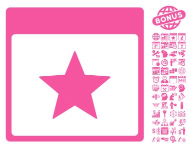 Bonus ile yıldız takvim sayfa düz vektör simgesi