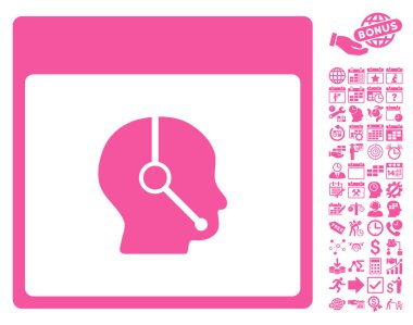 Telefonla satış operatör takvim sayfa düz vektör simge Bonus ile