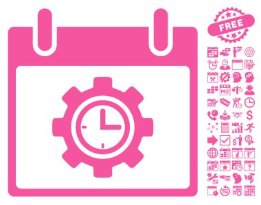 Bonus ile zaman dişli takvim gün düz vektör simgesi