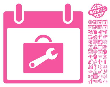Araç kutusu takvim gün düz vektör simgesi Bonus ile