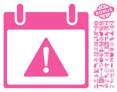 Uyarı takvim gün düz vektör simgesi Bonus ile