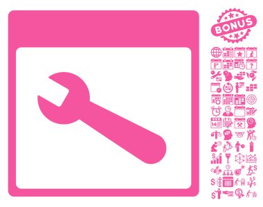 İngiliz anahtarı aracı takvim sayfa düz vektör simgesi Bonus ile