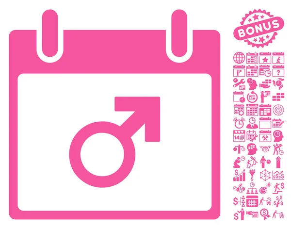 Marte Simbolo maschile Calendario Giorno Icona vettoriale piatta con bonus — Vettoriale Stock