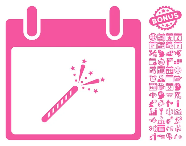 Сверкающий фейерверк День Календарь Плоская векторная икона с бонусом — стоковый вектор