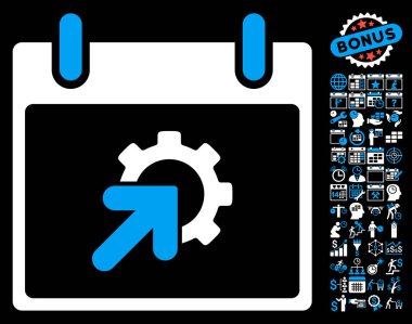 Bonus ile dişli Tümleştirme takvim gün düz vektör simgesi