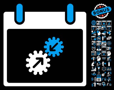 Gears entegrasyonu takvim gün düz vektör simge Bonus ile