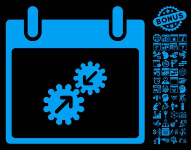 Gears entegrasyonu takvim gün düz vektör simge Bonus ile