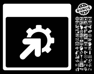 Bonus ile tümleştirme takvim sayfa düz vektör simgesi dişli