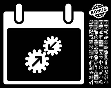 Gears entegrasyonu takvim gün düz vektör simge Bonus ile