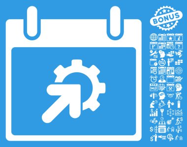 Bonus ile dişli Tümleştirme takvim gün düz vektör simgesi